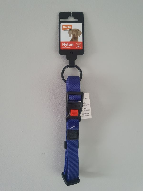 Modrý nylonový obojek