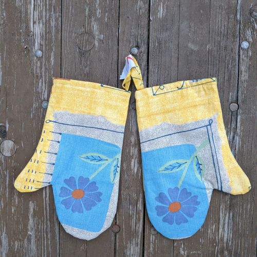 Kuchyňské chňapky s magnetem - kytičky