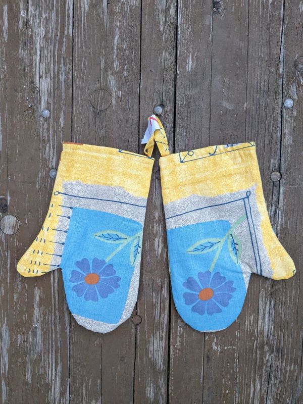 Kuchyňské chňapky s magnetem - kytičky