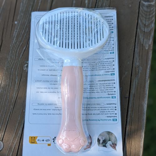 Samočistící kartáč na zvířecí chlupy růžový s packou