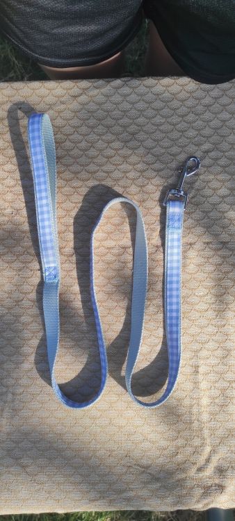 Modré kárované vodítko pro psa